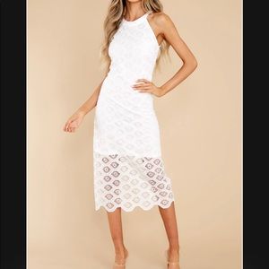 NEW Red Dress Boutique White Lace Midi Dress
